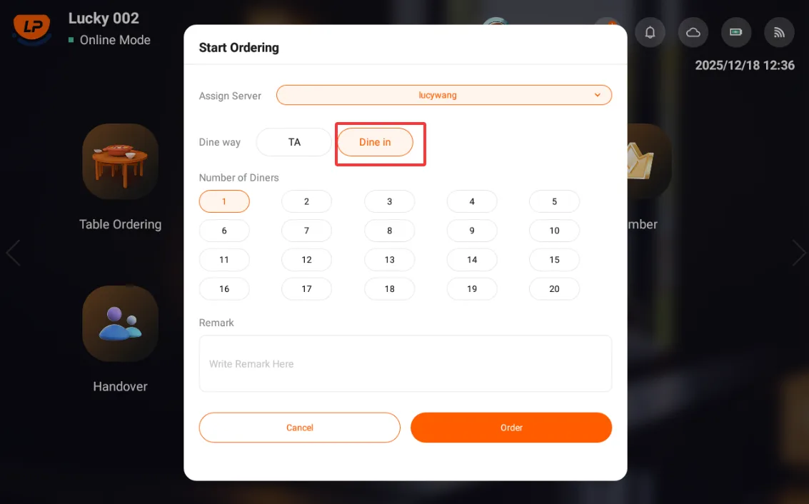 Instructions for Using the Functions of the Ordering Cash Register screenshot 110